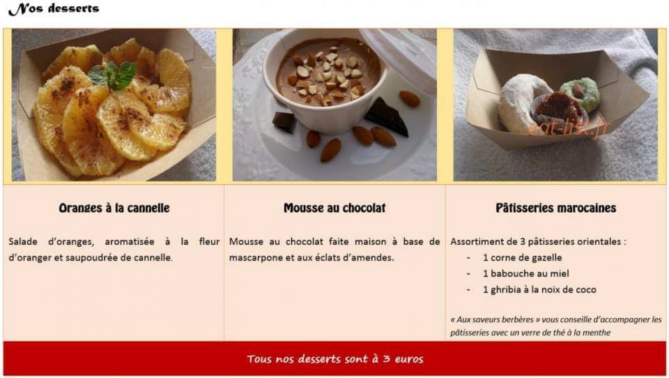 Aux Saveurs Berbères — carte page 2