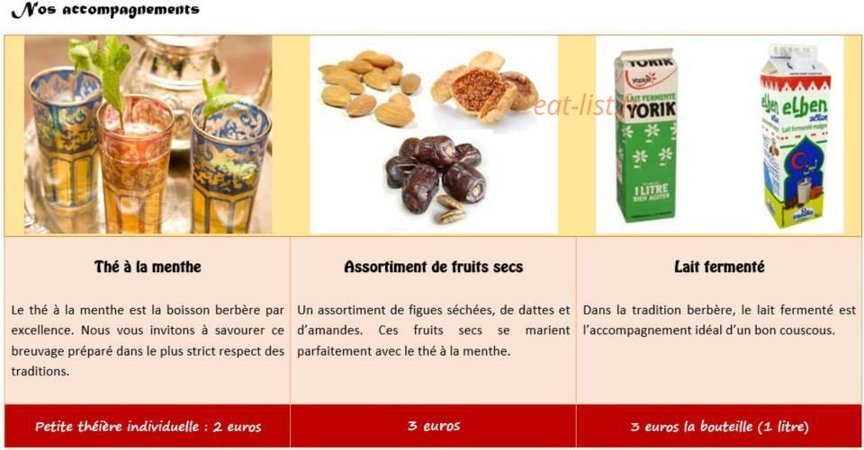 Aux Saveurs Berbères — carte page 1