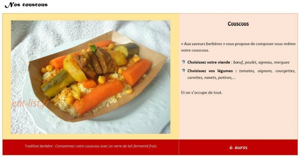 Aux Saveurs Berbères — carte page 5
