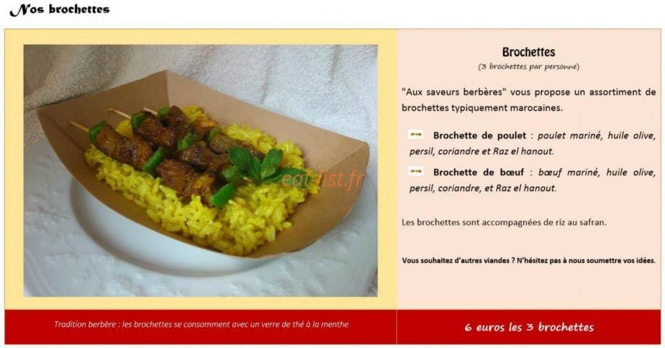 Aux Saveurs Berbères — carte page 6