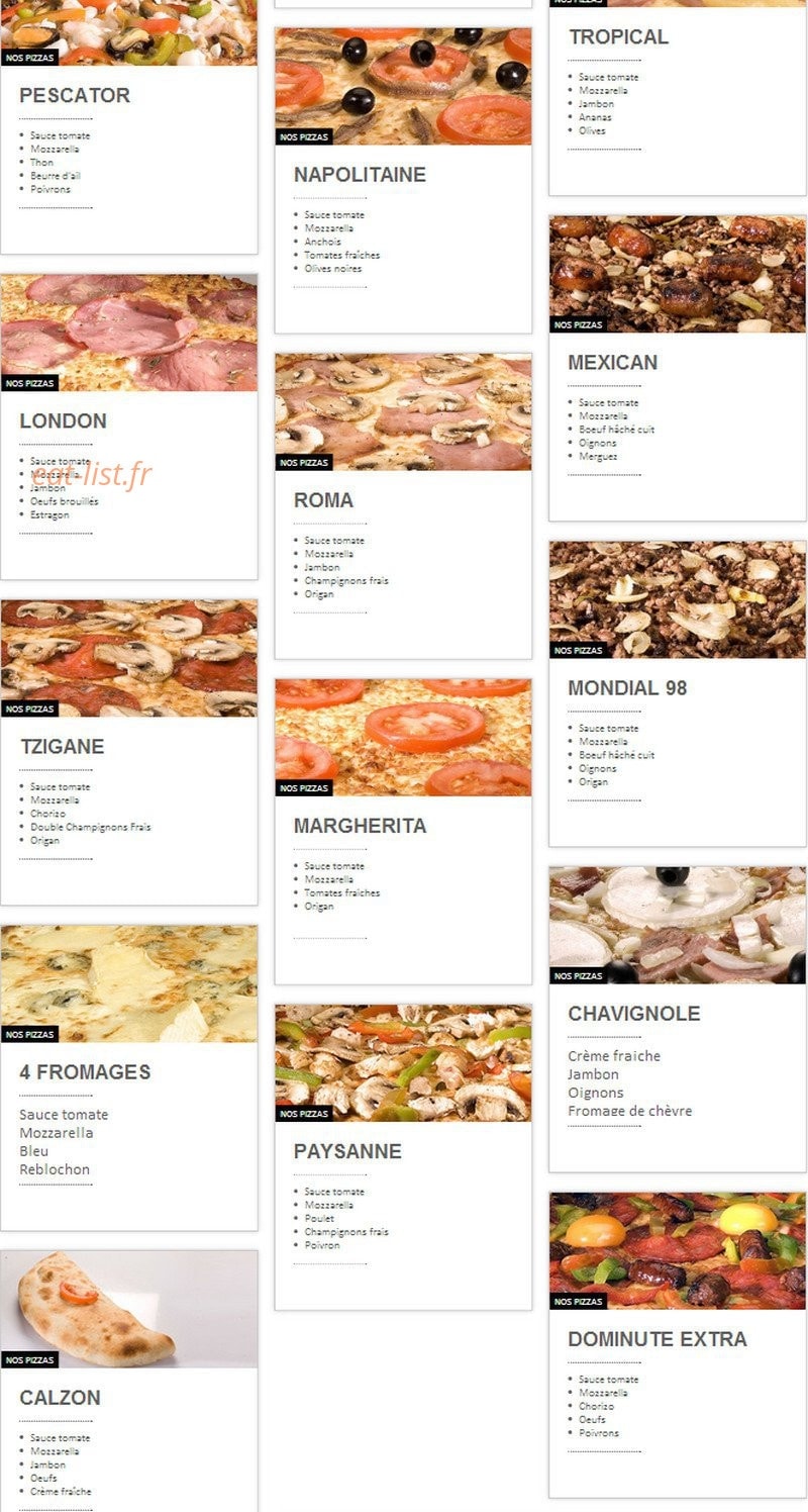 Dominute Pizza — carte page 2