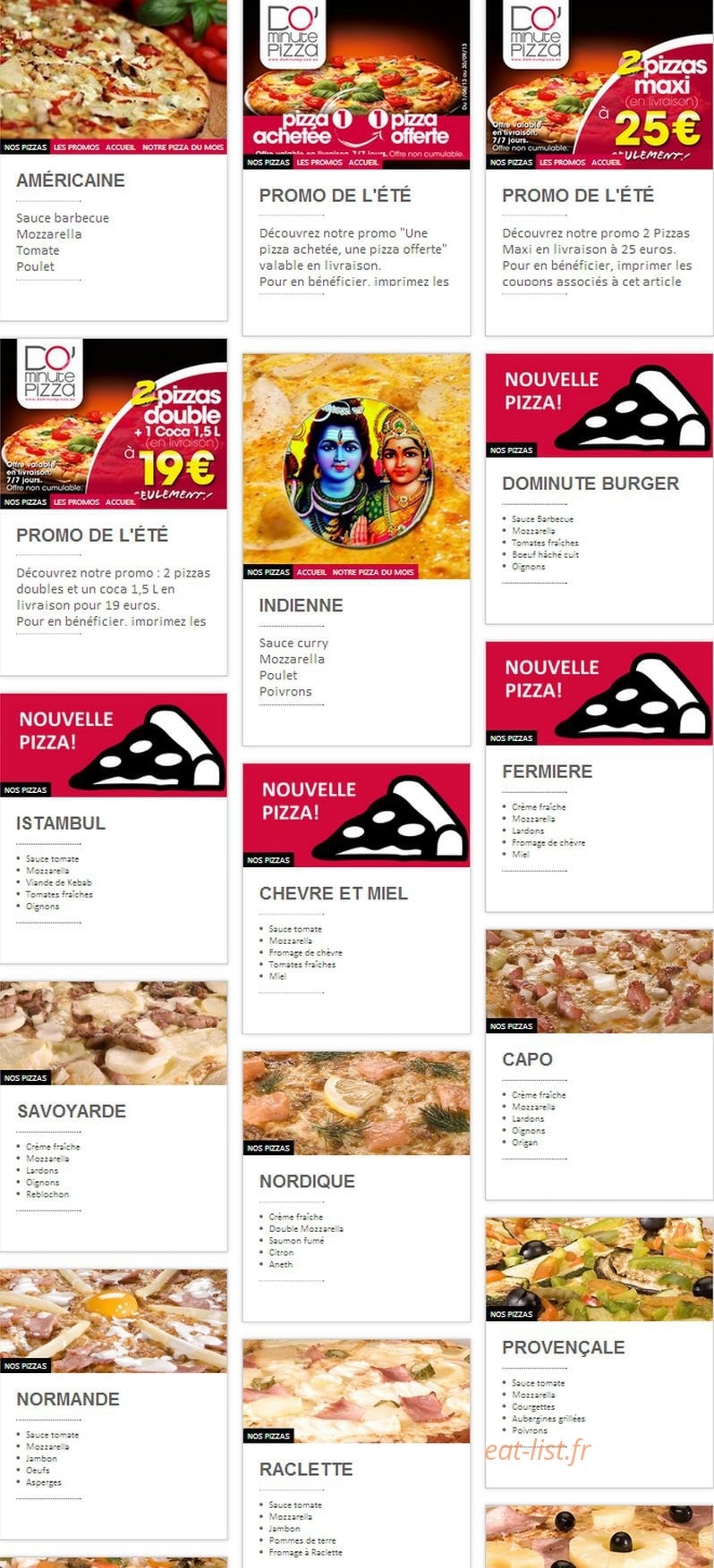 Dominute Pizza — carte page 1