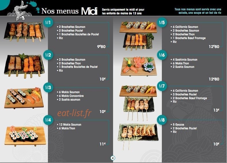Fujiya Sushi Rive Gauche — carte page 1