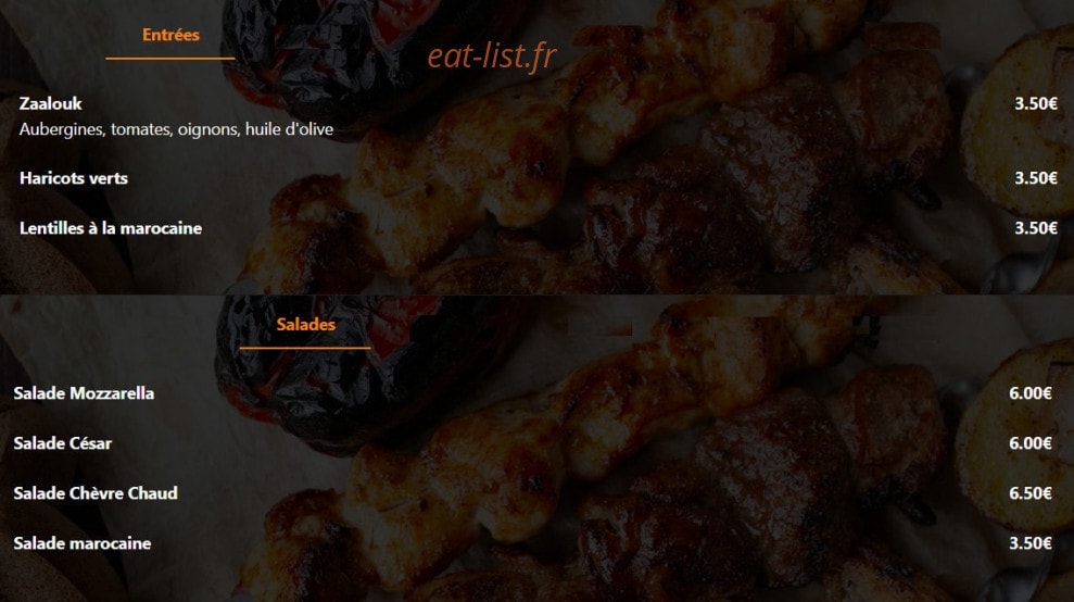 Grillades à la Braise — carte page 1