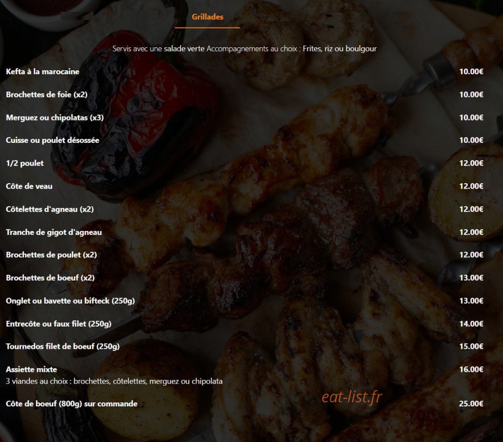 Grillades à la Braise — carte page 2