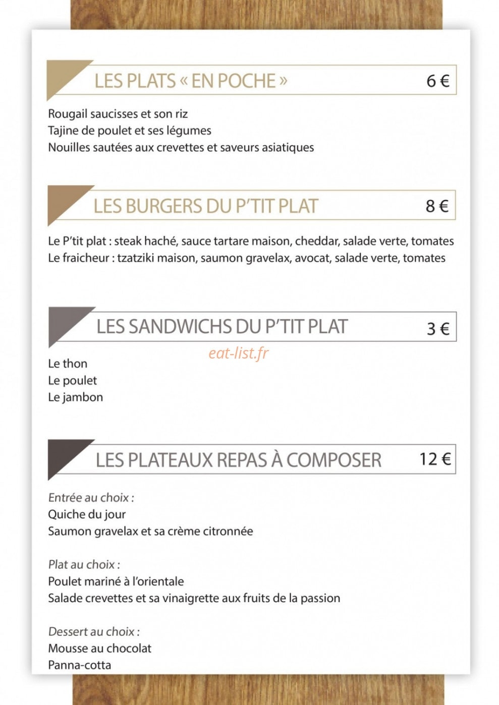 Le P'tit Plat — carte page 2