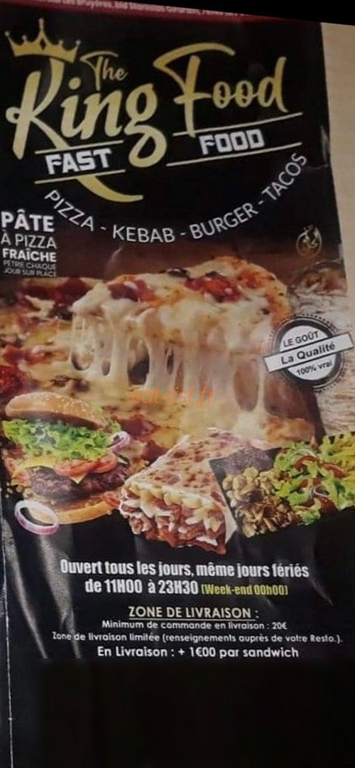 The King Food — carte page 1