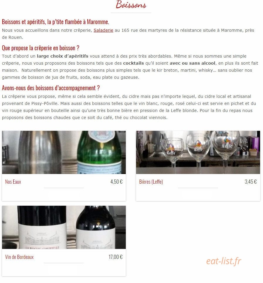 La P'tite Flambée — carte page 11