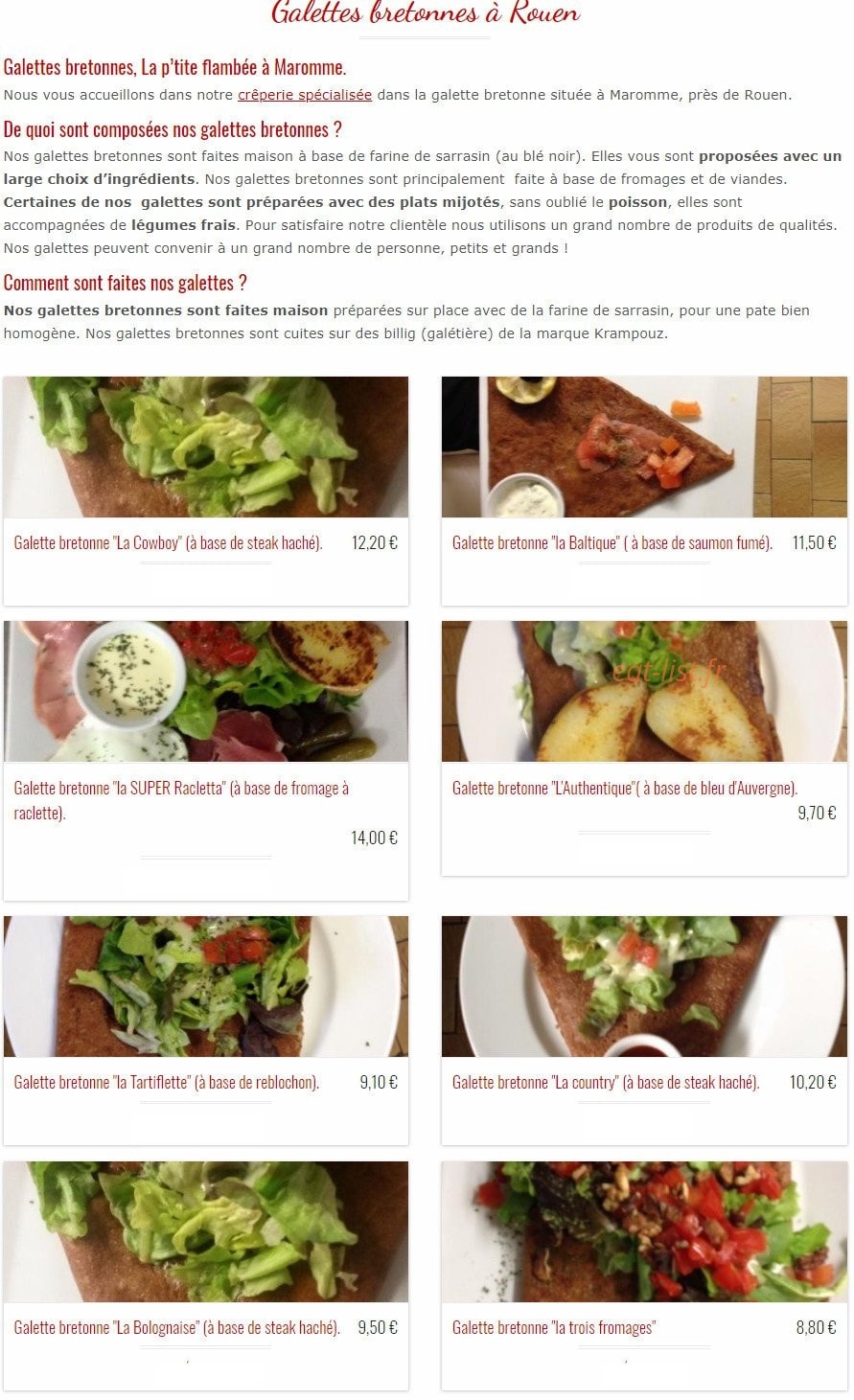 La P'tite Flambée — carte page 2