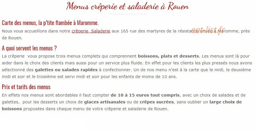 La P'tite Flambée — carte page 1