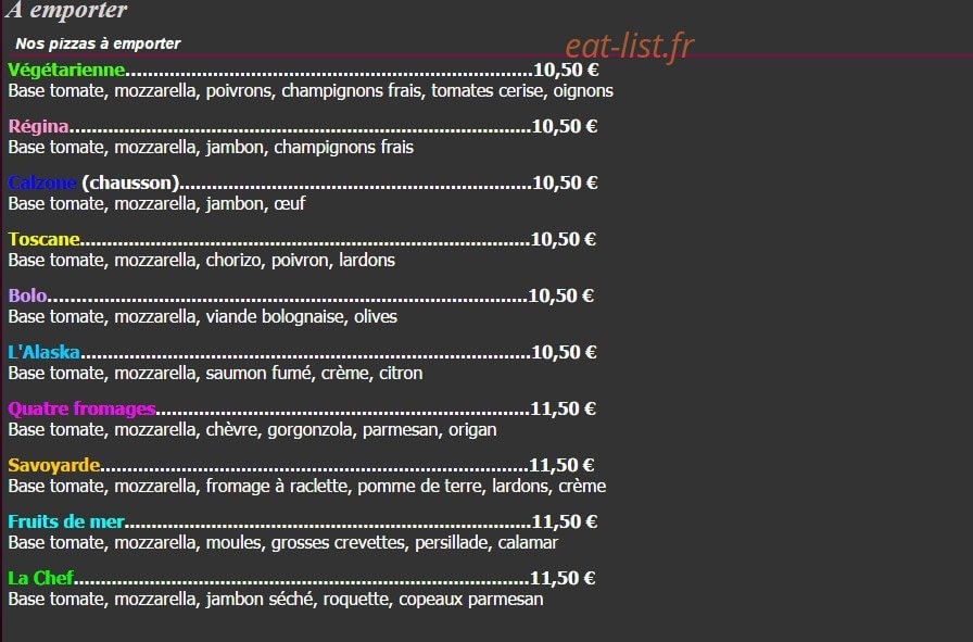 Au Plaisir Cuisiné — carte page 1