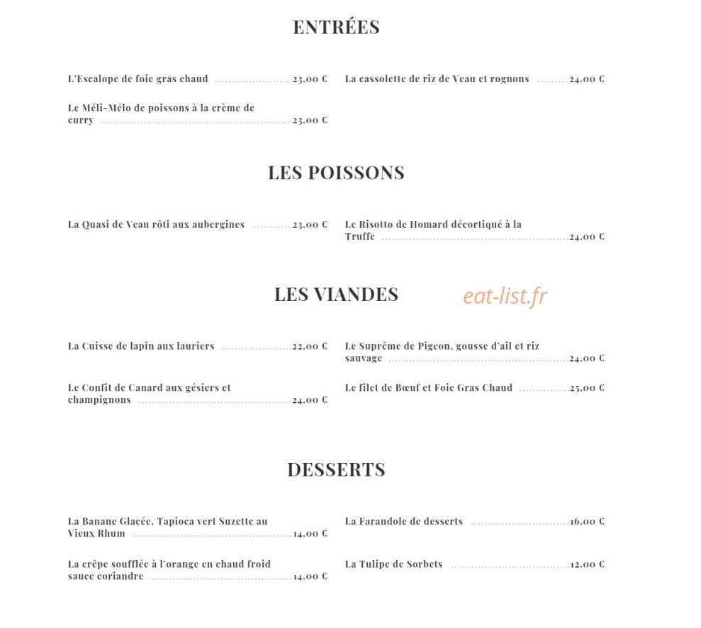 Auberge Saint-Jacques — carte page 1