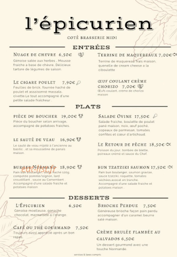 L’Epicurien — carte page 1