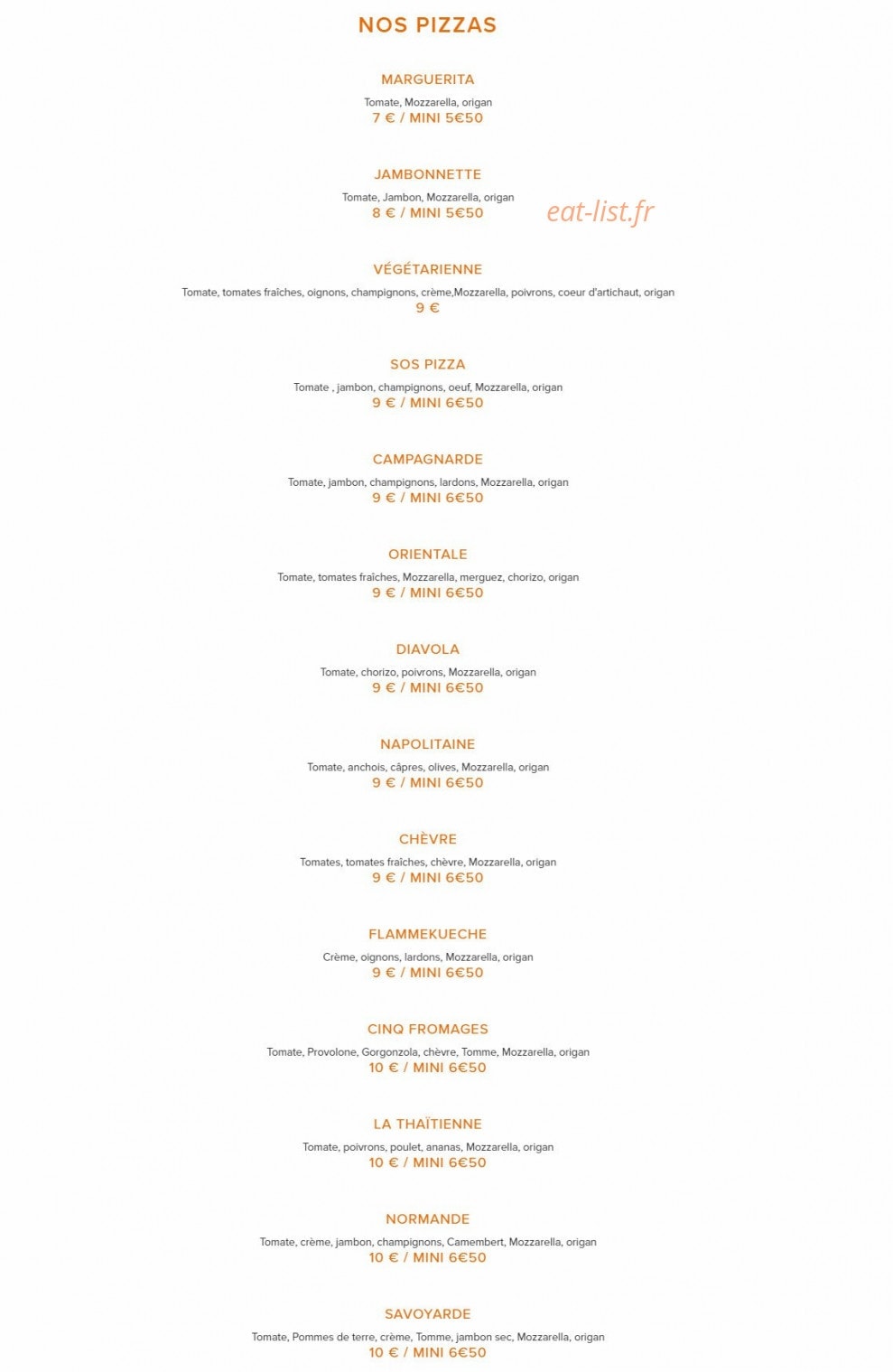 Pili Pizza — carte page 1