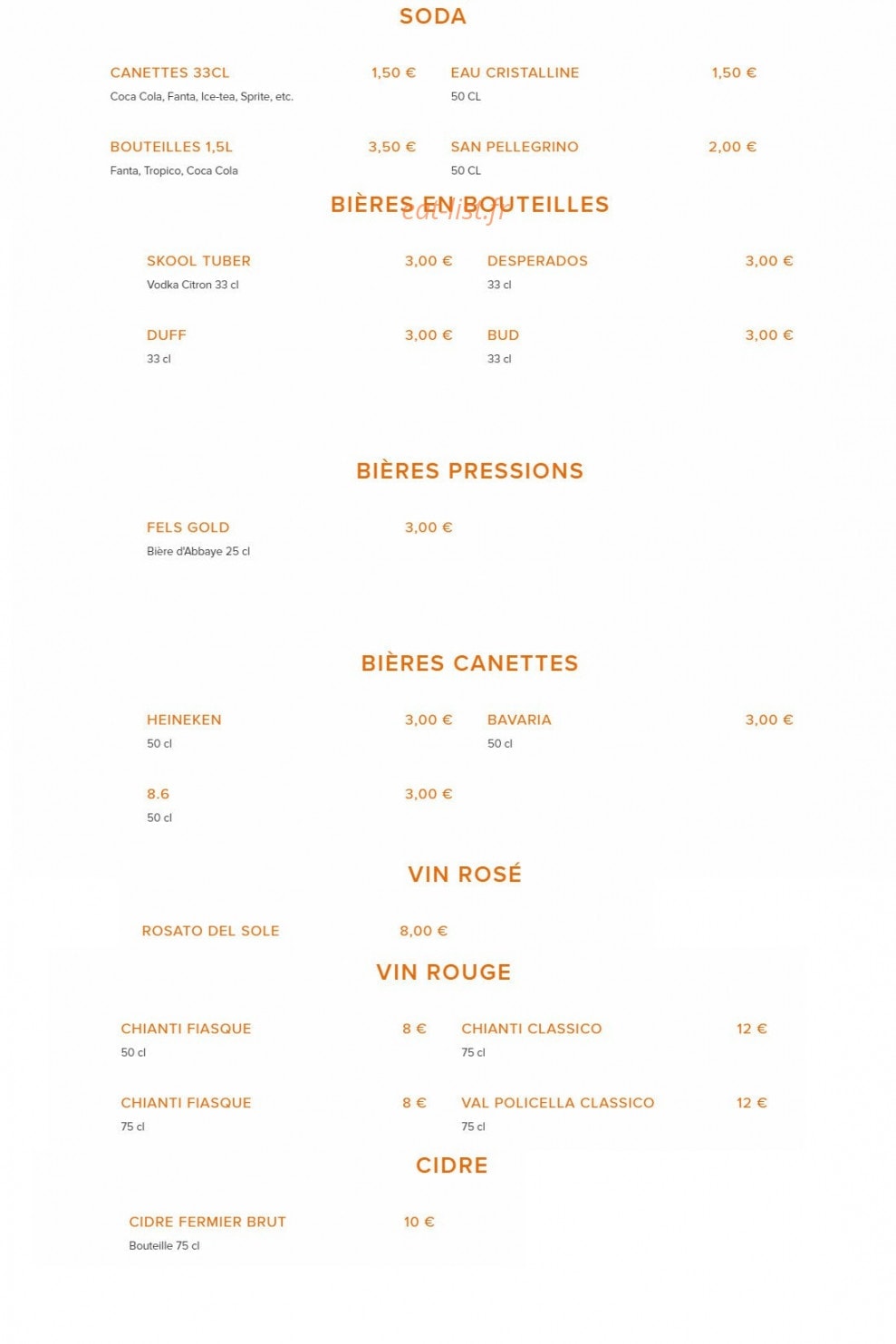 Pili Pizza — carte page 8