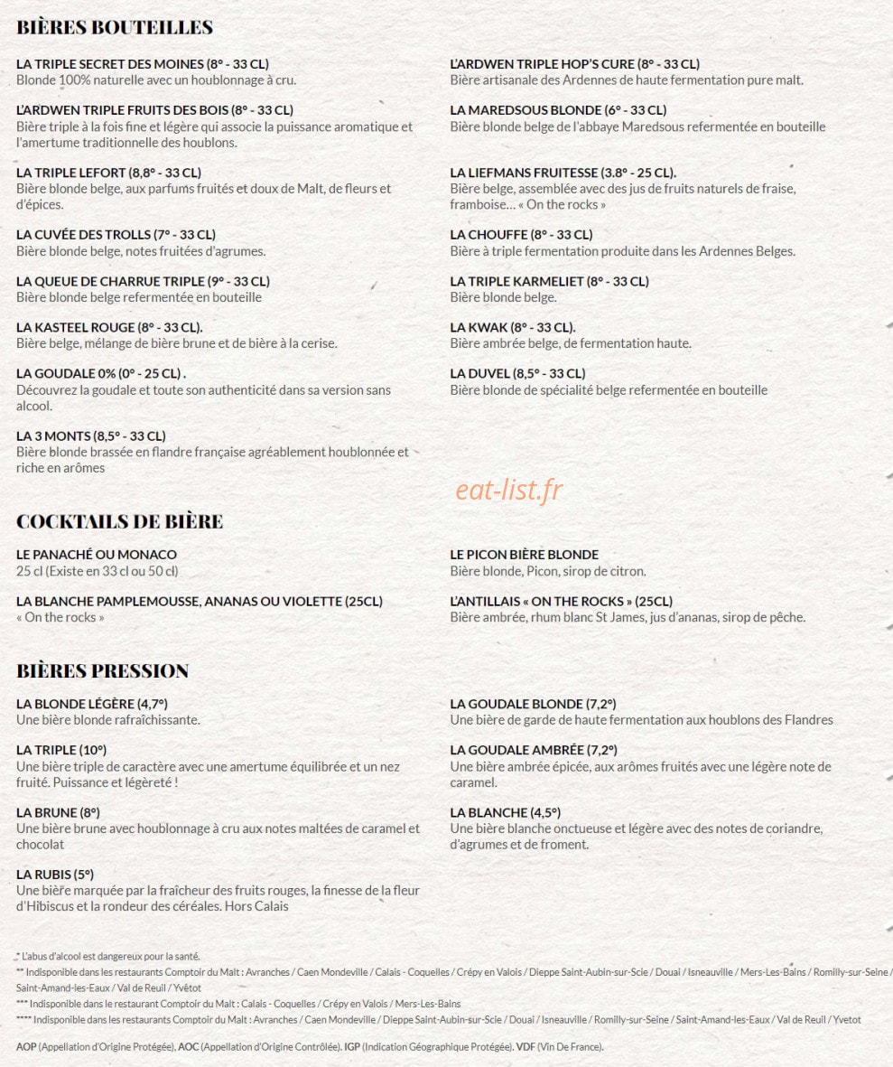 Le Comptoir du Malt — carte page 9
