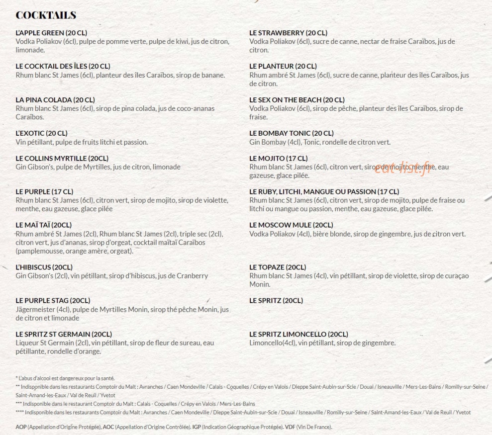 Le Comptoir du Malt — carte page 10