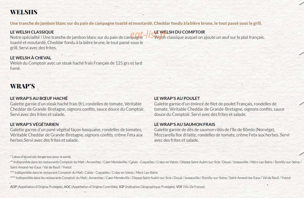 Le Comptoir du Malt — carte page 6