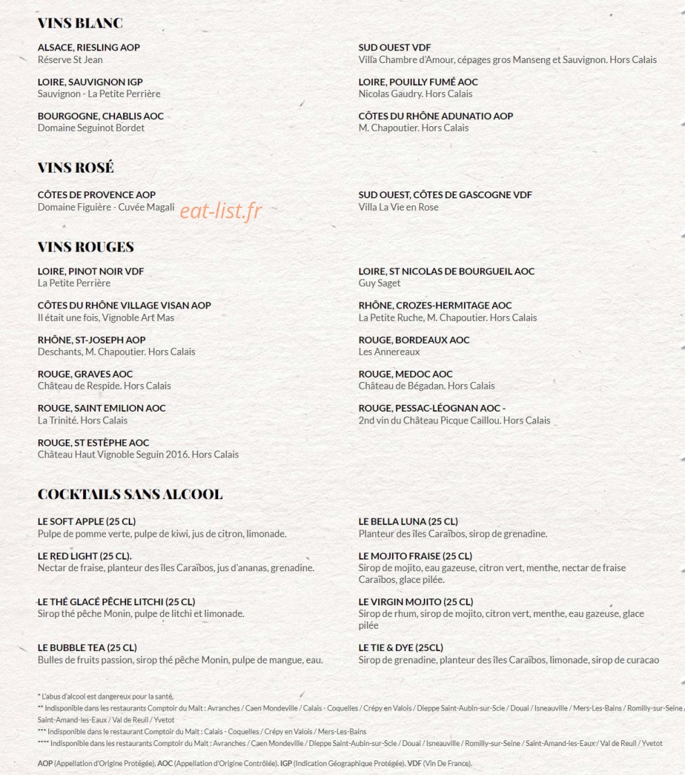 Le Comptoir du Malt — carte page 13