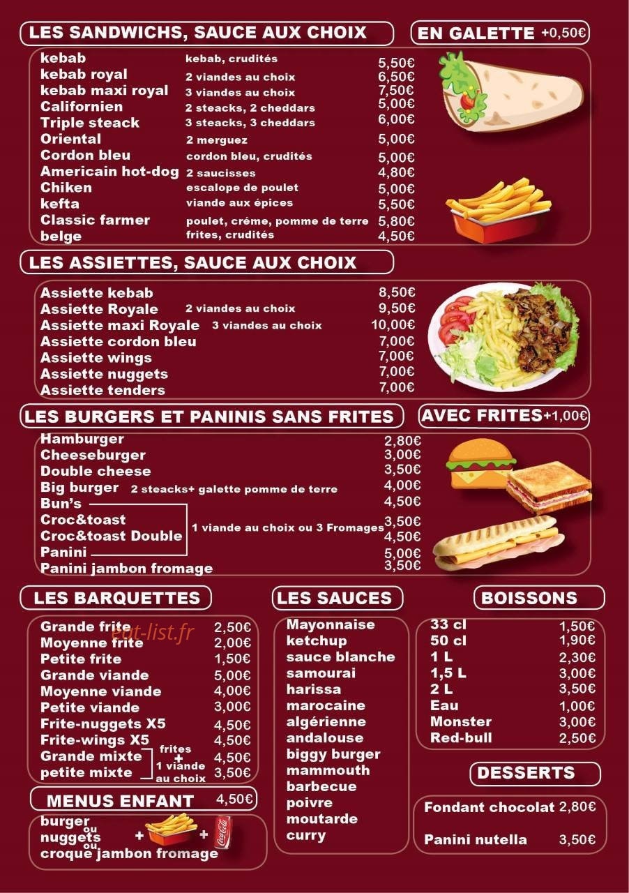 Food express — carte page 1