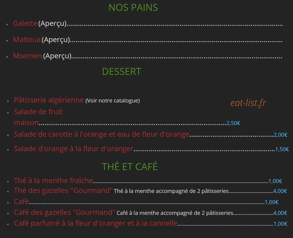 Ali Baba et ses 40 délices — carte page 4