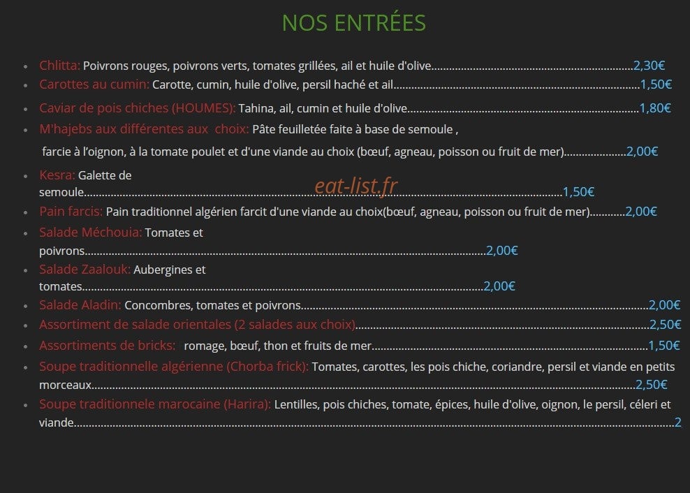Ali Baba et ses 40 délices — carte page 1