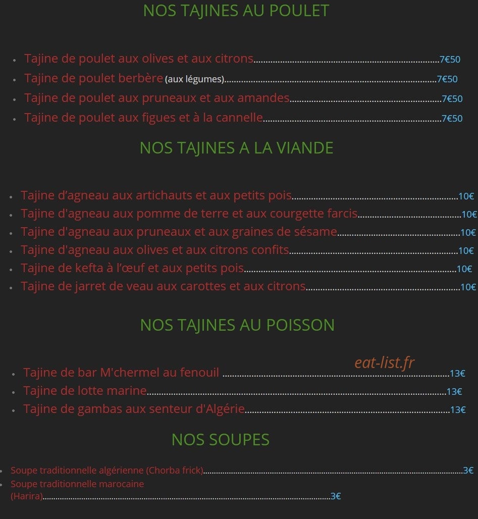 Ali Baba et ses 40 délices — carte page 3