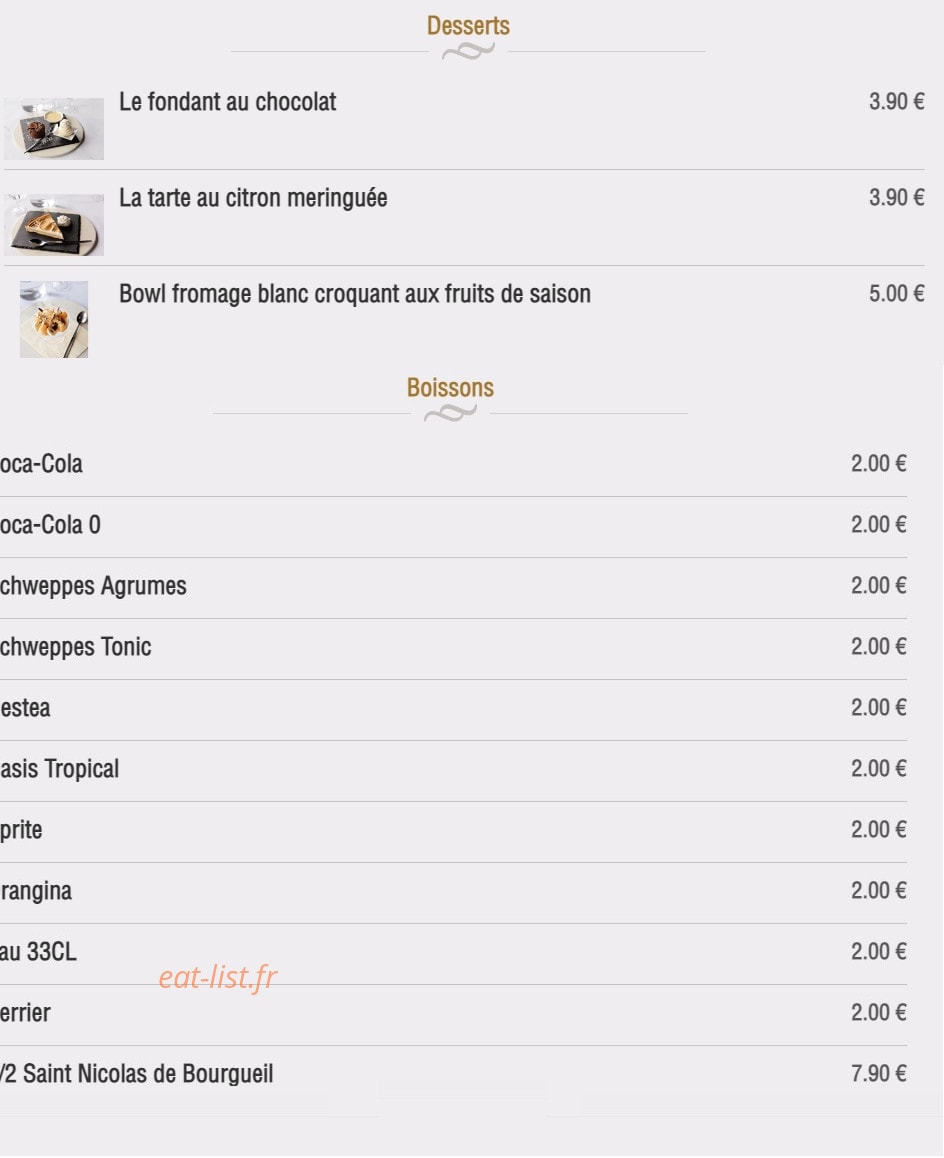 Brasserie Cap Horn — carte page 13