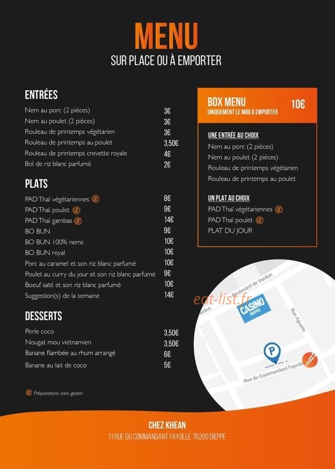 Chez Khean — carte page 1