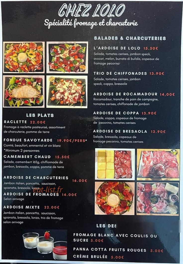 Chez Lolo — carte page 1