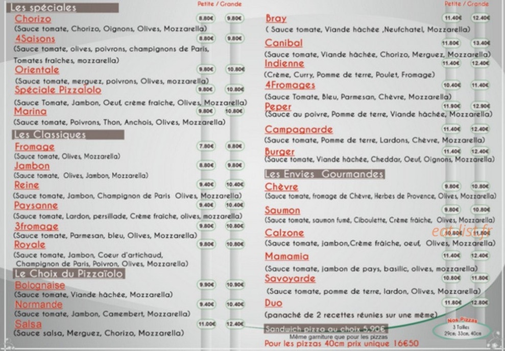 Chez Sam — carte page 1
