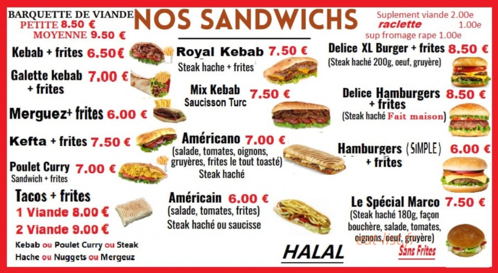 Délice mel Kebab — carte page 1