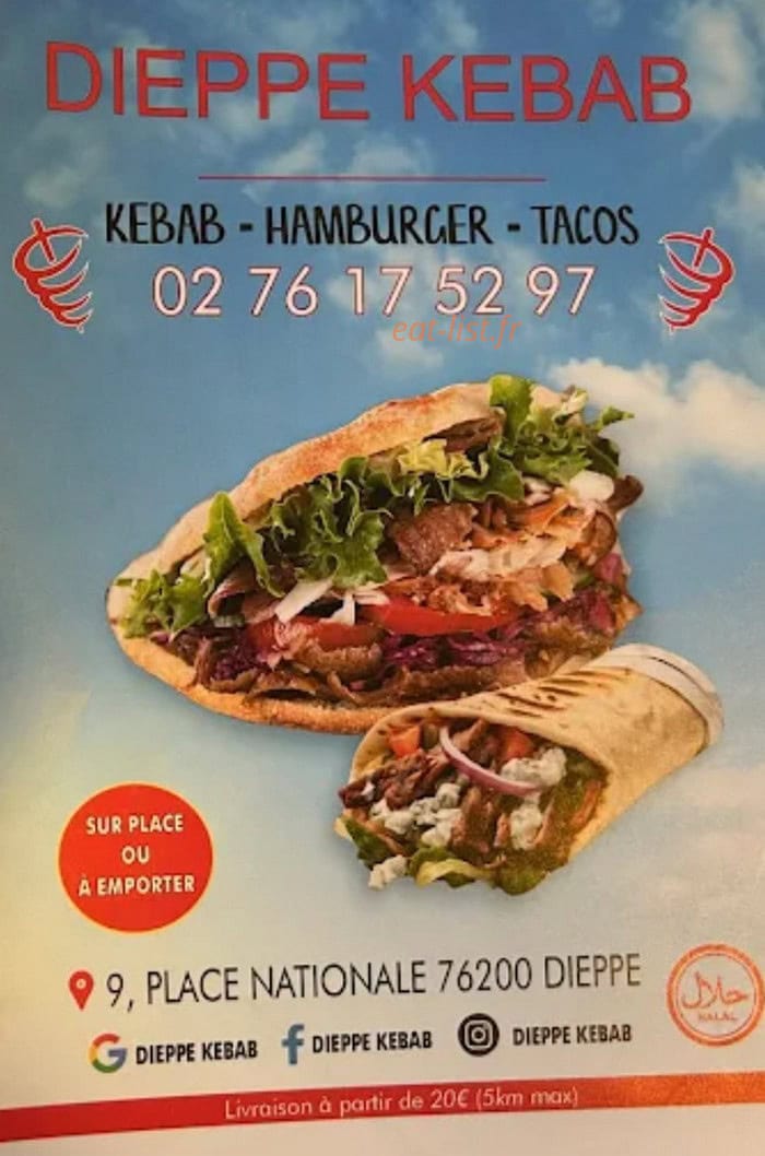 Dieppe Kebab — carte page 1