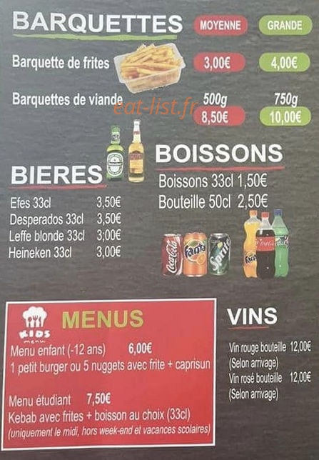 Dieppe Kebab — carte page 4
