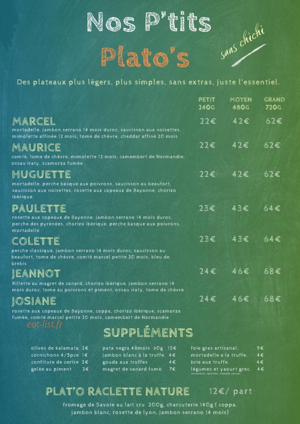 L'atelier du plat'o — carte page 1