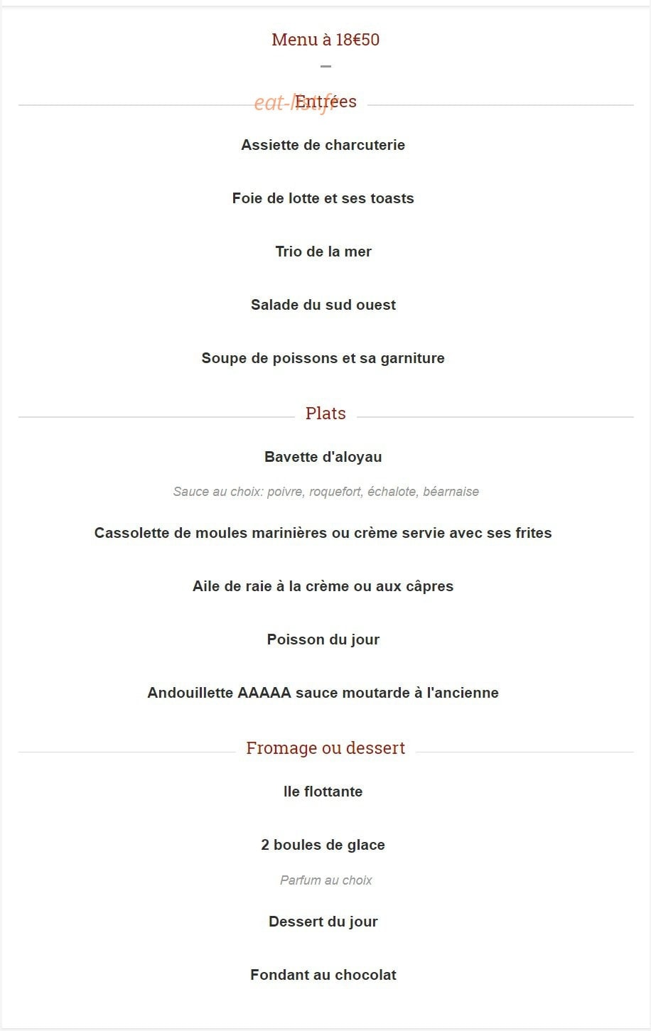 La Fregate — carte page 8