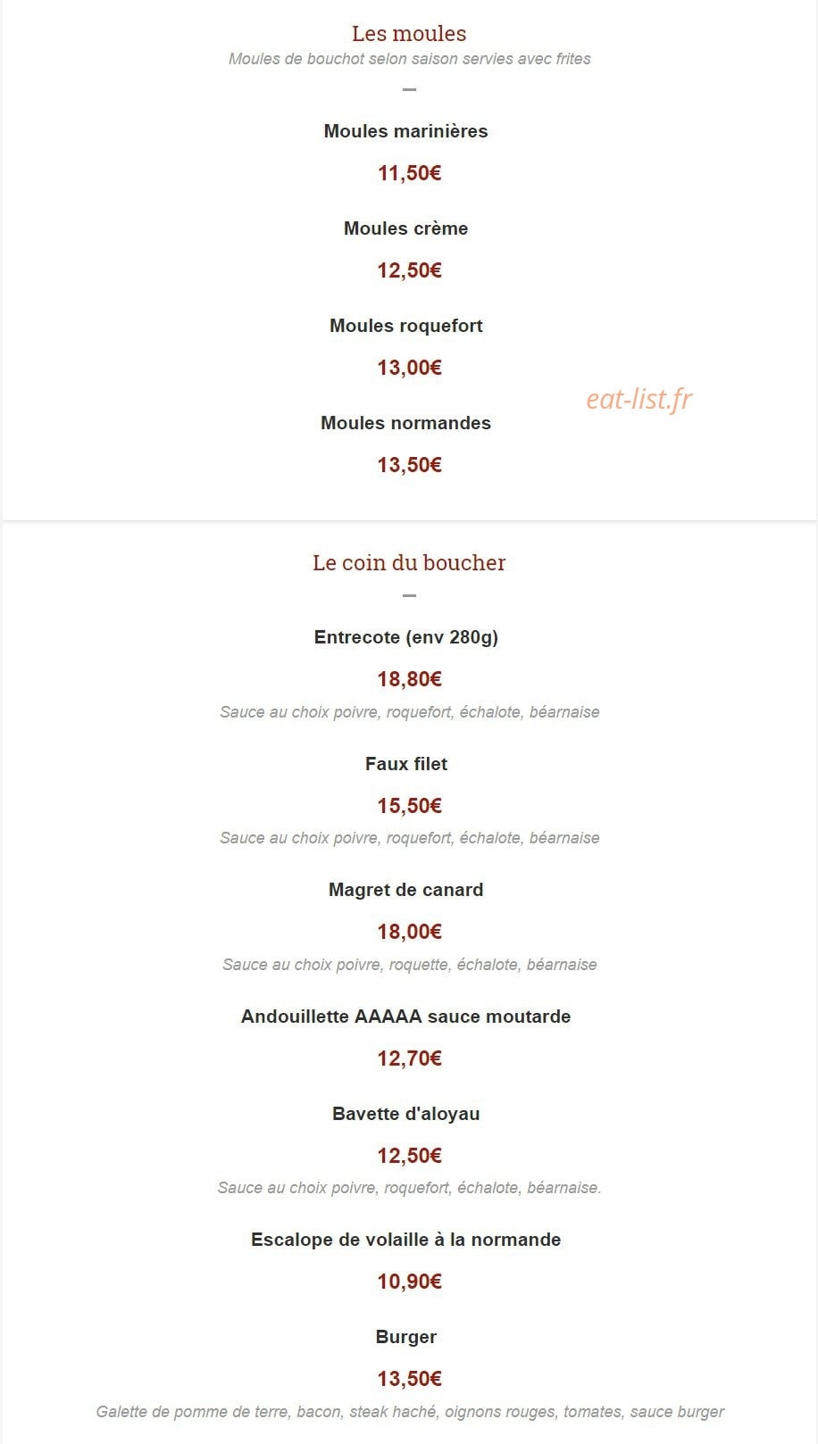 La Fregate — carte page 5
