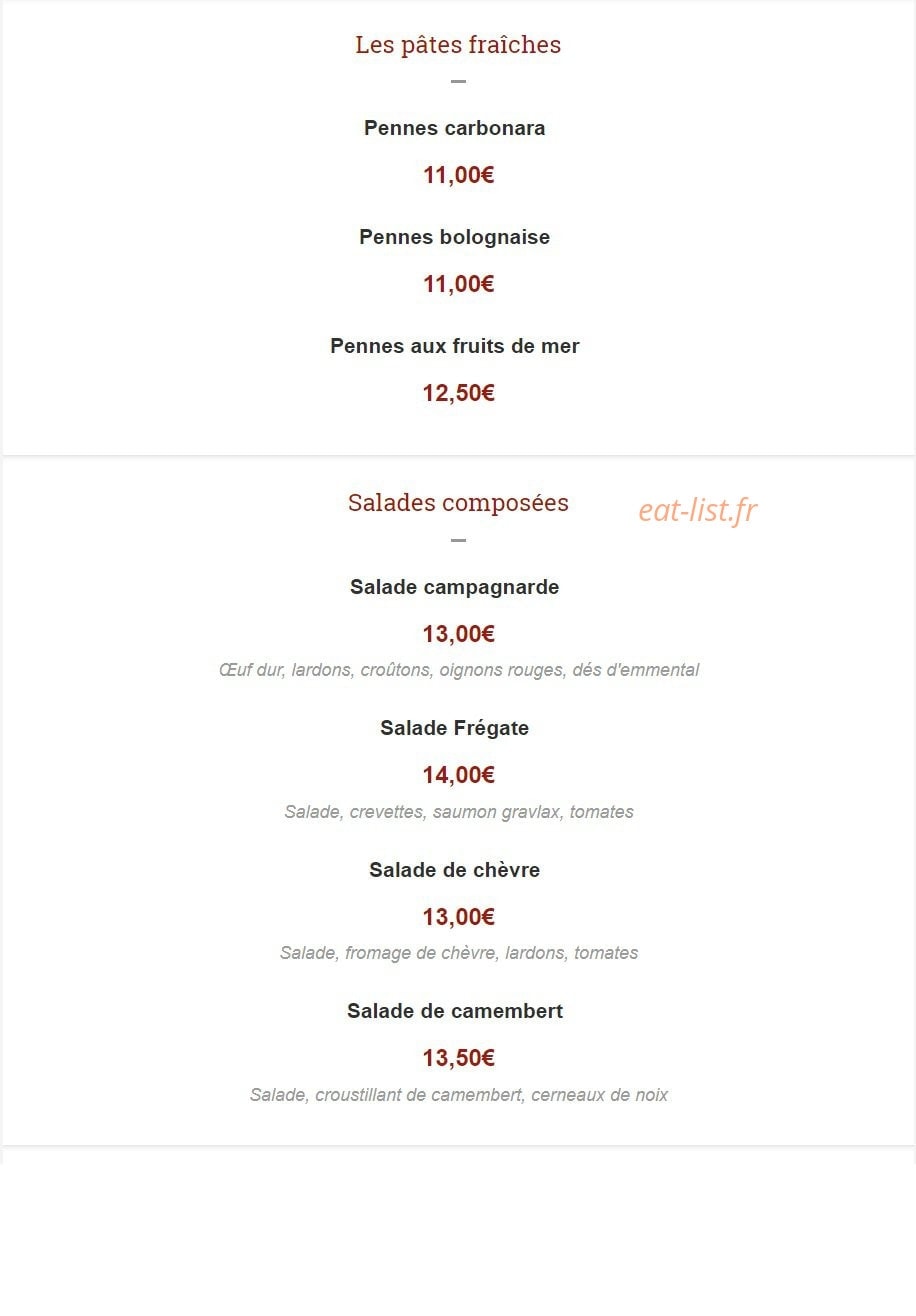 La Fregate — carte page 2