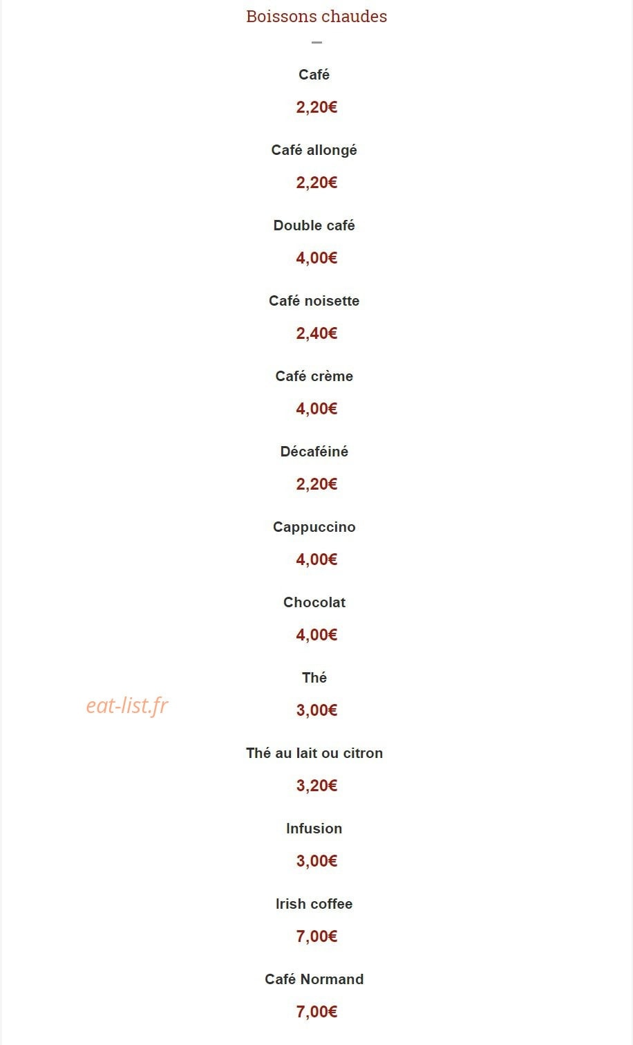 La Fregate — carte page 16