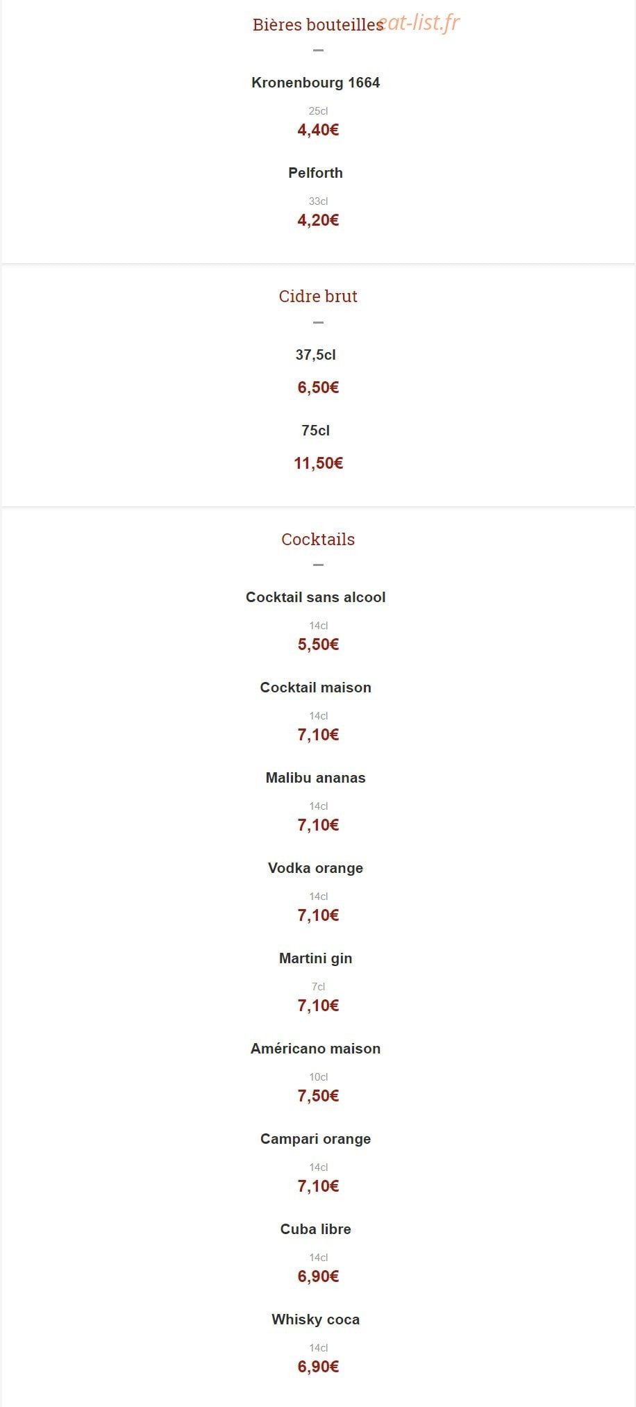 La Fregate — carte page 14