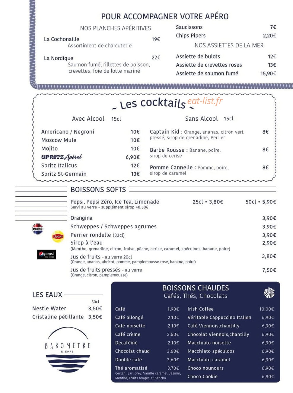 Le Bar O Mètre — carte page 1