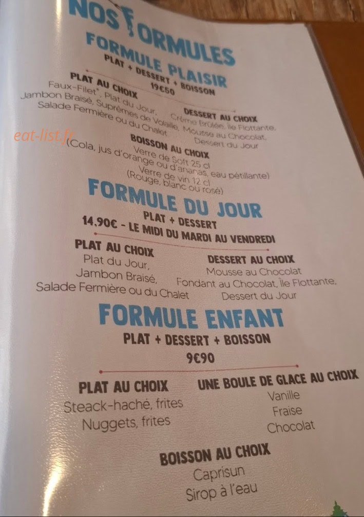Le Chalet — carte page 1