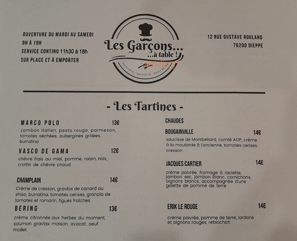 Les Garçons à table ! — carte page 1