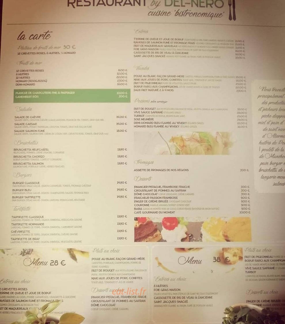 Restaurant By Del-Nero — carte page 1
