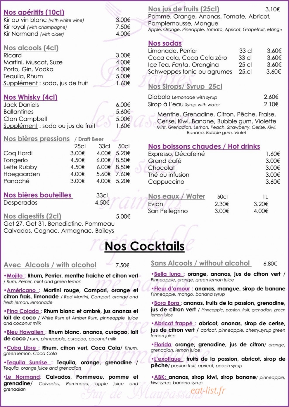 Le Cocina — carte page 8