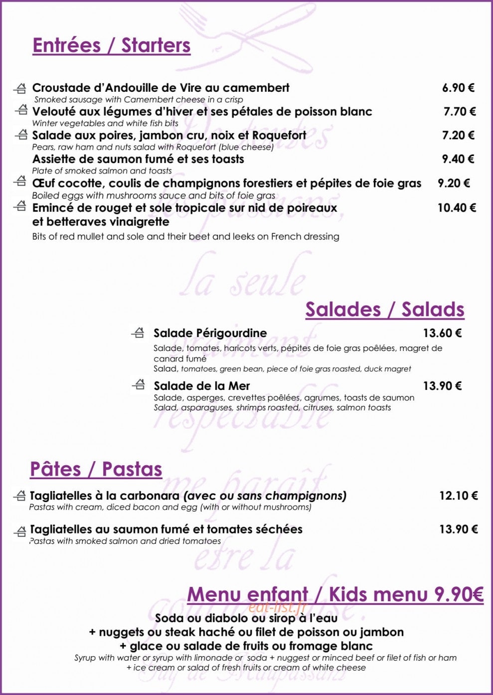 Le Cocina — carte page 2