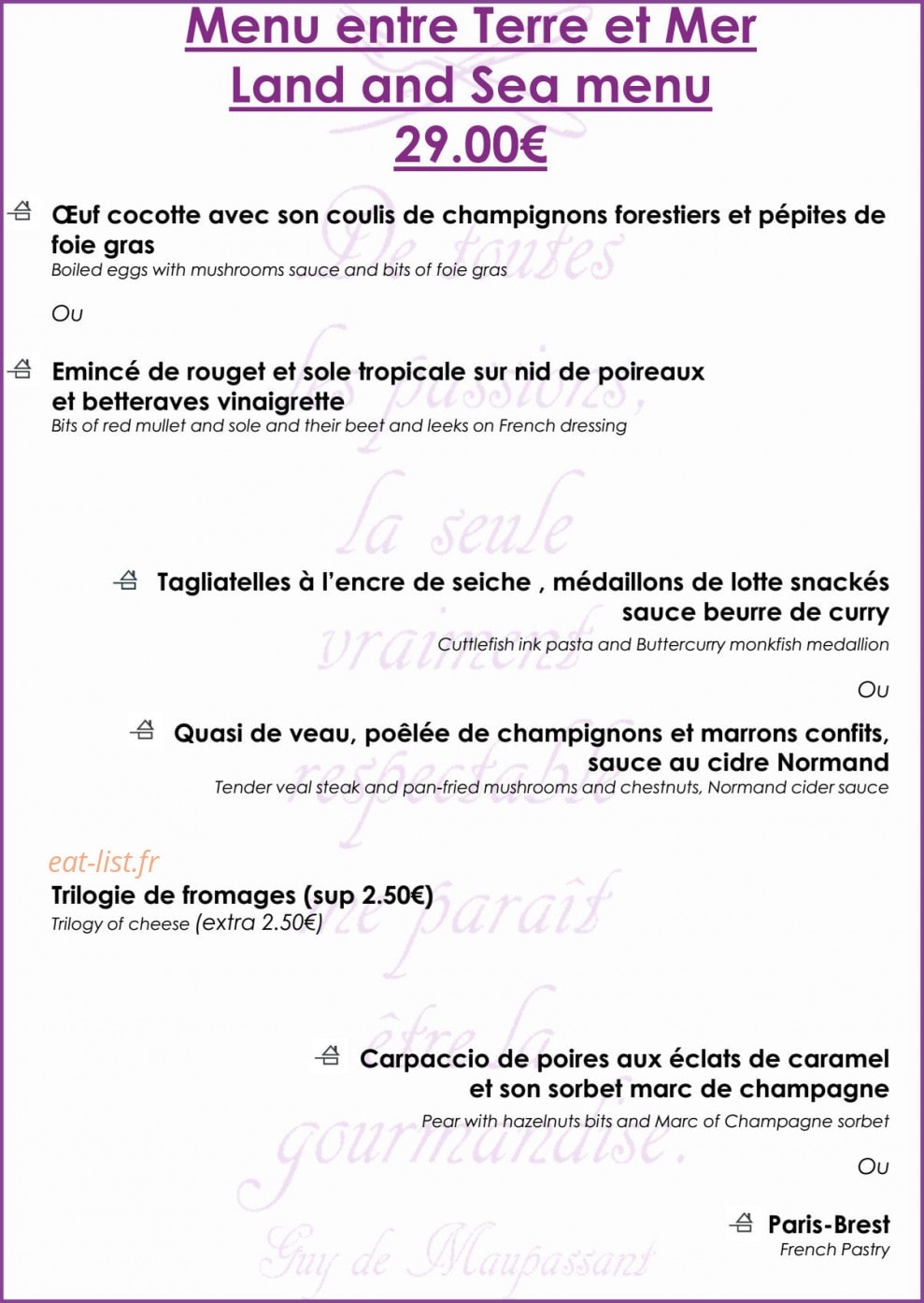 Le Cocina — carte page 7