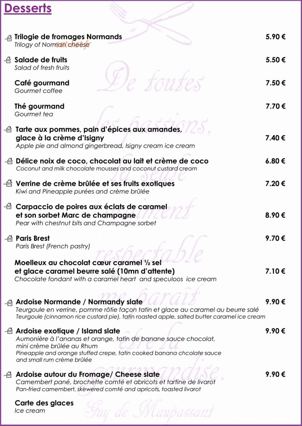 Le Cocina — carte page 4