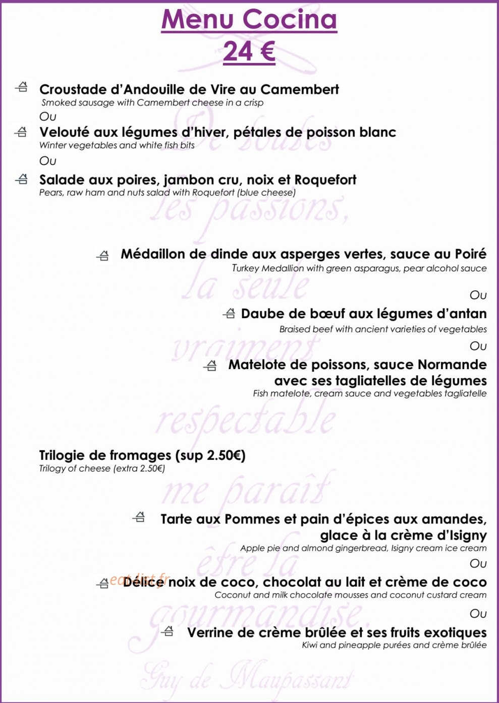 Le Cocina — carte page 5