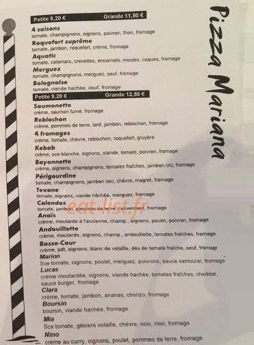 Pizza Mariana — carte page 2